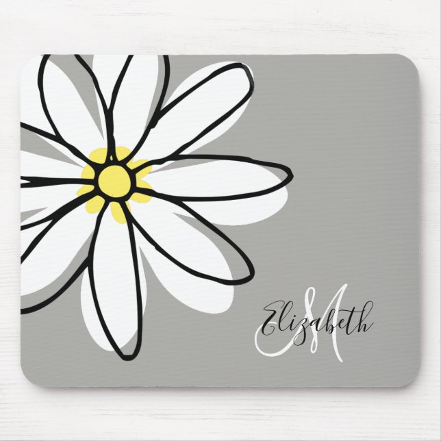 Dörrritad Daisy Vit monogramljus Cute Musmatta (Framsidan)