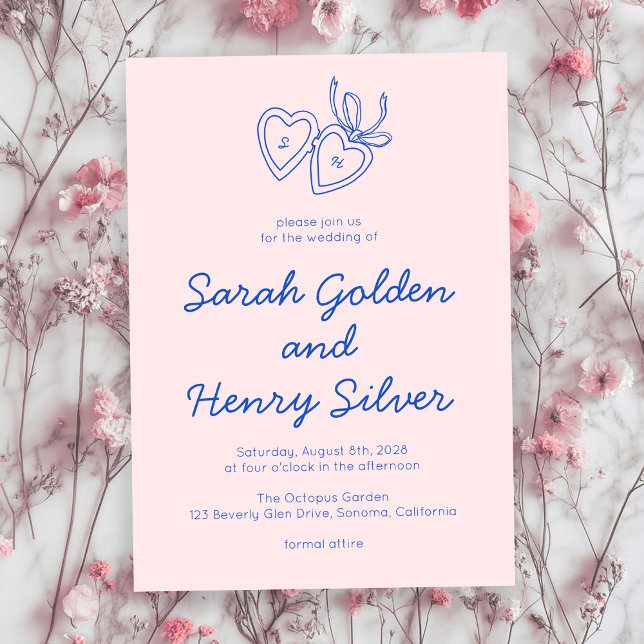 Dörrsketch Modern ANPASSNINGSBAR för Whimsical Hea Inbjudningar (Whimsical Heart Locket Doodle Sketch Modern CUSTOM Invitation
)