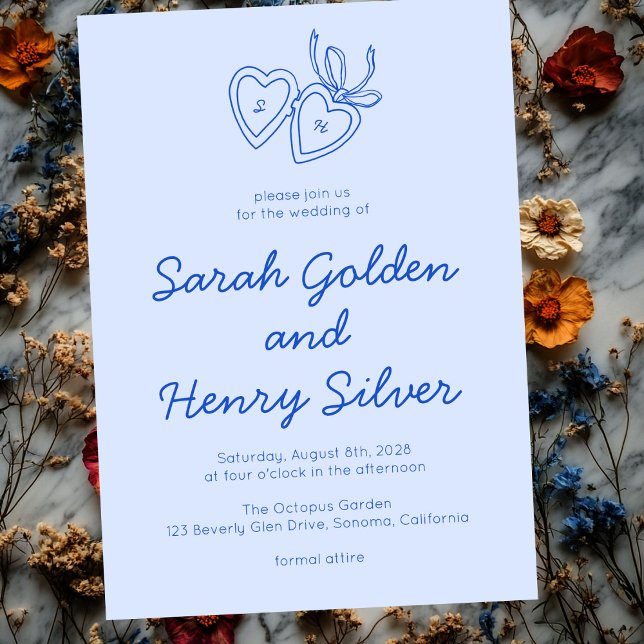 Dörrsketch Modern ANPASSNINGSBAR för Whimsical Hea Inbjudningar (Whimsical Heart Locket Doodle Sketch Modern CUSTOM Invitation
)