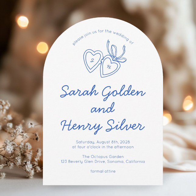 Dörrsketch Modern ANPASSNINGSBAR för Whimsical Hea Inbjudningar (Whimsical Heart Locket Doodle Sketch Modern CUSTOM Arch Invitation
)