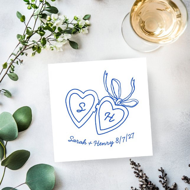 Dörrsketch Modern ANPASSNINGSBAR för Whimsical Hea Pappersservett (Whimsical Heart Locket Doodle Sketch Modern CUSTOM Napkins
)