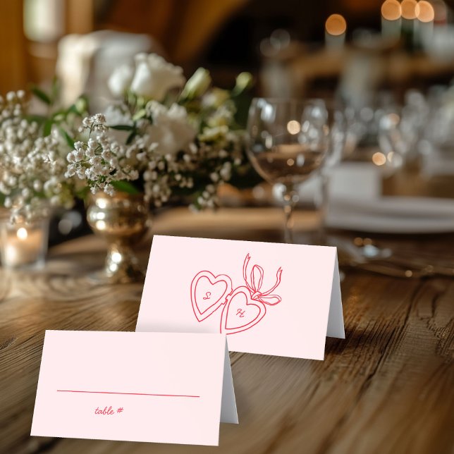 Dörrsketch Modern ANPASSNINGSBAR för Whimsical Hea Placeringskort (Whimsical Heart Locket Doodle Sketch Modern CUSTOM Place Card
)