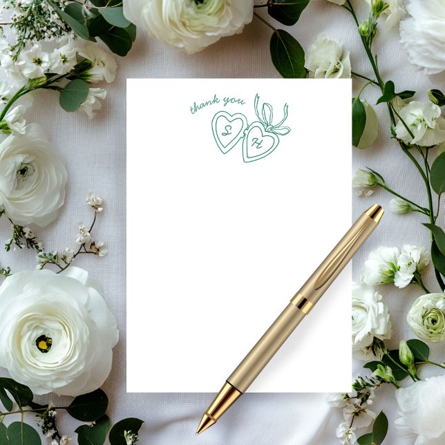 Dörrsketch Modern ANPASSNINGSBAR för Whimsical Hea Tack Kort (Whimsical Heart Locket Doodle Sketch Modern CUSTOM Thank You Card
)