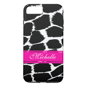 Dörrtryck, svart, vit och rosa tuff iphone case
