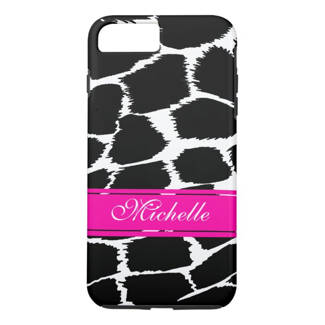 Dörrtryck, svart, vit och rosa tuff iphone case Case-Mate iPhone skal (Baksida)