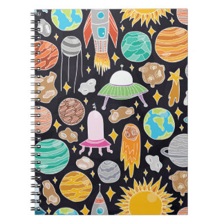 Dörrutrymme: Handritad Vintage Cosmos. Anteckningsbok