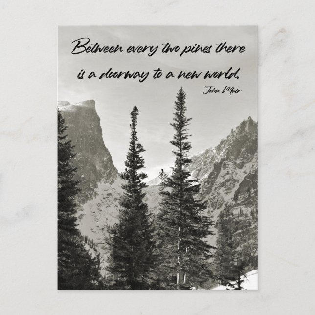 Dörrväg till en ny värld i bergen vykort (Framsida)