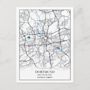 Dortmund Deutschland City Karta Travel Simple Vykort