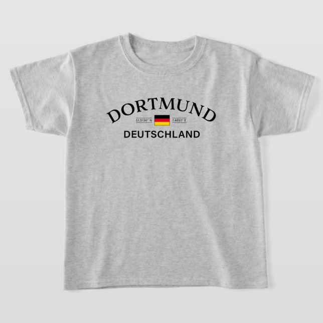 Dortmund Deutschland Coordinates German Kids T Shirt (Laydown)