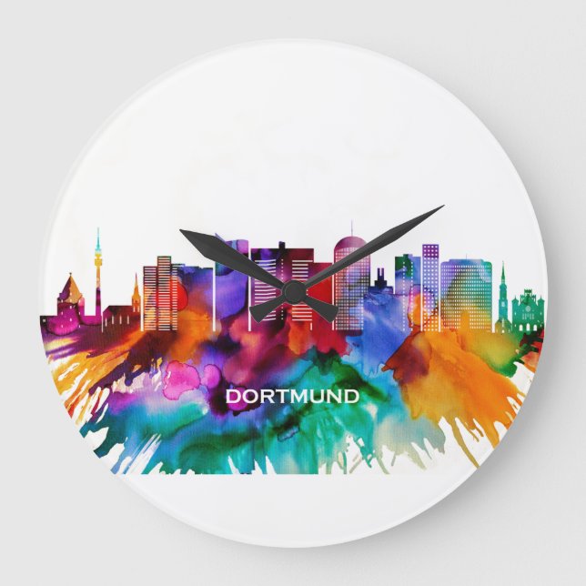 Dortmund Skyline Stor Klocka (Framsida)