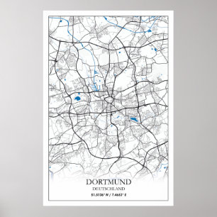 Dortmund Tyskland Stadskarta Resa Enkel Poster