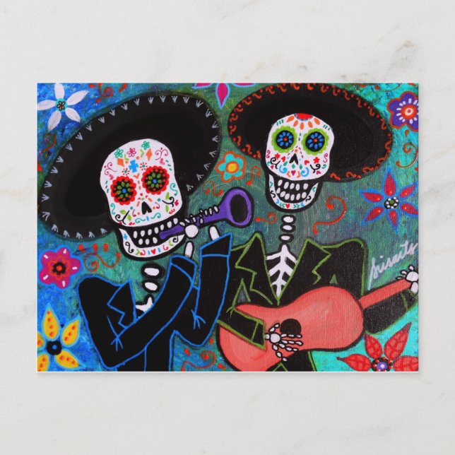 Dos Amigos Dia de los Muertos Vykort (Framsida)