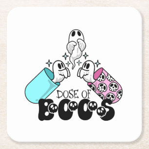Dos av Boos Ghost Capsule Halloween Underlägg Papper Kvadrat