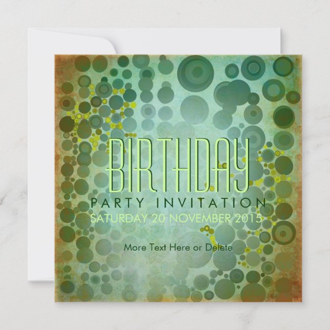 Dos Dots GRN | Grunge Bubble House Party Birthday Inbjudningar (Framsida)