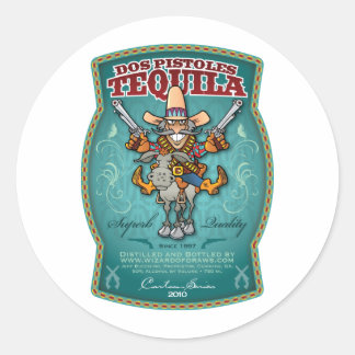 Dos Pistoles Tequila Runt Klistermärke