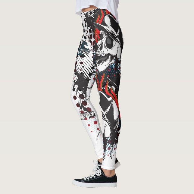 Döskallar all över damasker leggings (Vänster)
