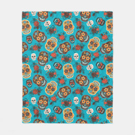 Döskallar av day of the dead-socker, teal fleecefilt