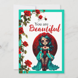 Döskallar av Röd ros och skalsocker Tack Kort