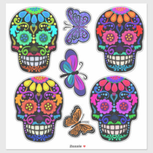 Döskallar av smör och socker   Day of the dead Klistermärken