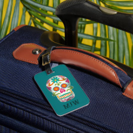 Döskallar av socker Dia de Los Muertos Monogrammed Bagagebricka