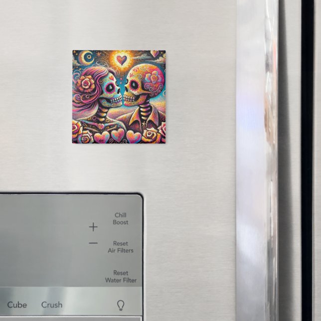 Döskallar av socker i Kärlek Impressionistic Chalk Magnet (In Situ (Fridge))