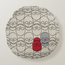 Döskallar - Benvit och Fladdermus Black Rund Kudde