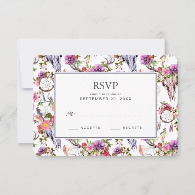 Döskallar, blommor och drömmar Catcher - Bröllop R OSA Kort (Framsida)