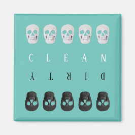Döskallar Clean Dirty Teal Grönt Dishwasher Magnet