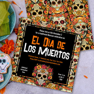 Döskallar Day of the dead Mexikanska Party Inbjudningar