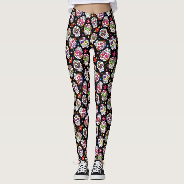 Döskallar Day of the dead Pop Mode Leggings (Framsida)