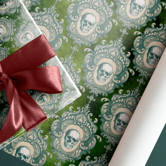 DÖSKALLAR EMEBELLISHMENT garland gothic Victorian Presentpapper (SHADES OF GREEN VELVET LUXURY GOTHIC GLAM CHRISTMAS VICTORIAN AGE INSPIRED RETRO)