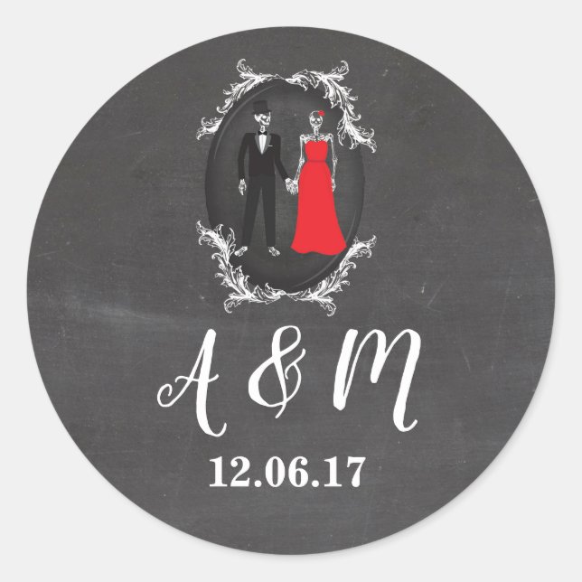 Döskallar Etiketter för rustisk Vintage Skeletons  (Framsida)