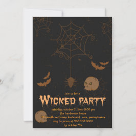 Döskallar Fladdermus och Spiders Halloween fest Inbjudningar