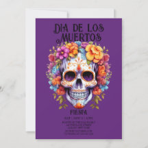 Döskallar Flowers Lila Dia de los Muertos Party