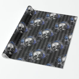 Döskallar för Blommigten Svart och blå Vintage Gru Presentpapper