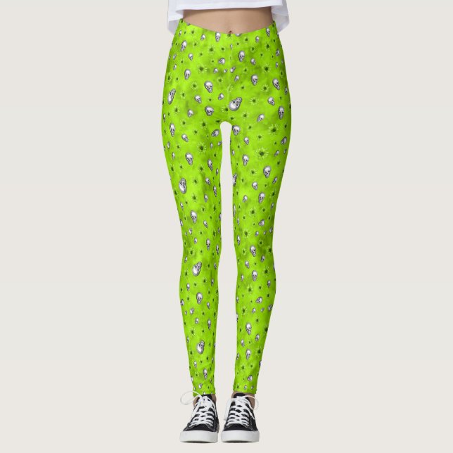 Döskallar för grönt och solrosseriedesign 1 leggings (Framsida)