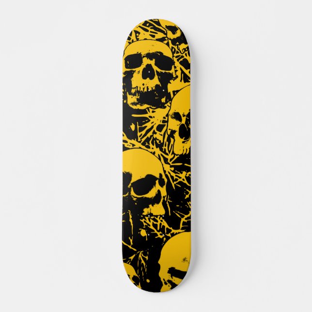 Döskallar för gult Grunge Old School Skateboard Bräda 18 Cm (Framsida)