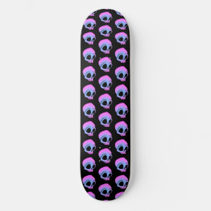Döskallar för liten blå Rosa-Tecknad på svart Mini Skateboard Bräda 18,5 Cm