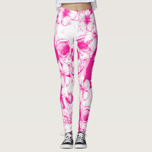 Döskallar för rosa blommigt leggings