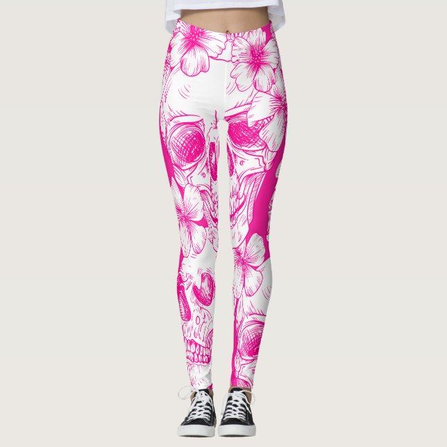 Döskallar för rosa blommigt leggings (Framsida)