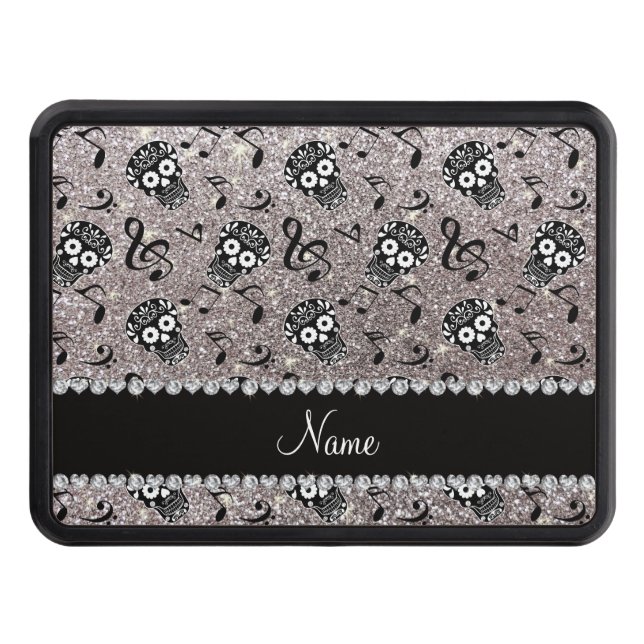 döskallar för sockersocker i namn silver glitter m skydd för dragkrok (Framsidan)