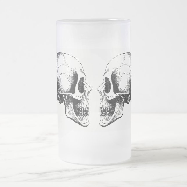 Döskallar Frosted 16 oz Frosted Glass Mugg (Center)