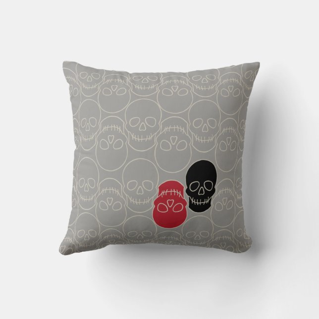 Döskallar - Ghost Grått och Bone White Kudde (Baksida)