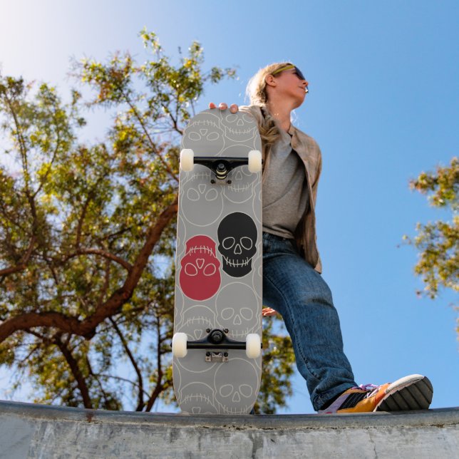 Döskallar - Ghost Grått och Bone White Mini Skateboard Bräda 18,5 Cm (Utomhus 1)