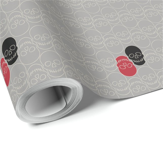 Döskallar - Ghost Grått och Bone White Presentpapper (Rulle Hörn)