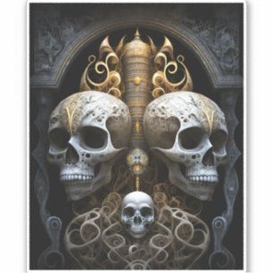 Döskallar Gotham Horror Goth Surreal Art Klistermärken