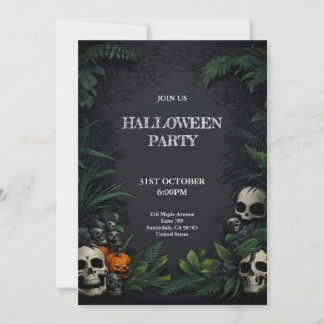 Döskallar Halloween fest med mörkens bakgrund Inbjudningar