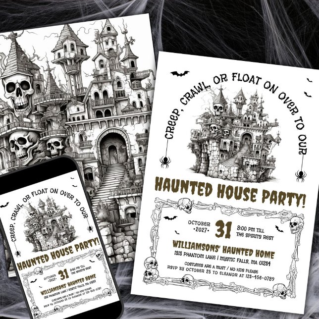 Döskallar Haunted House Party Inbjudningar (Skapare uppladdad)