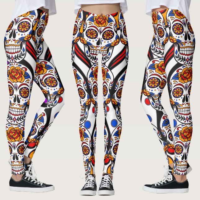 Döskallar Helgdagar Mönster Leggings (Sugar Skulls Holidays Pattern Leggings)