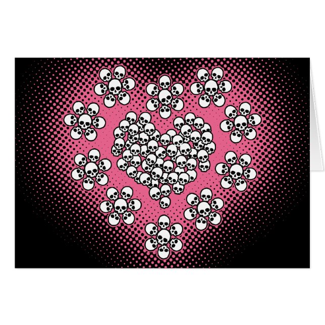 Döskallar Hjärta och blomma Hälsningskort (Framsidan Horizontal)